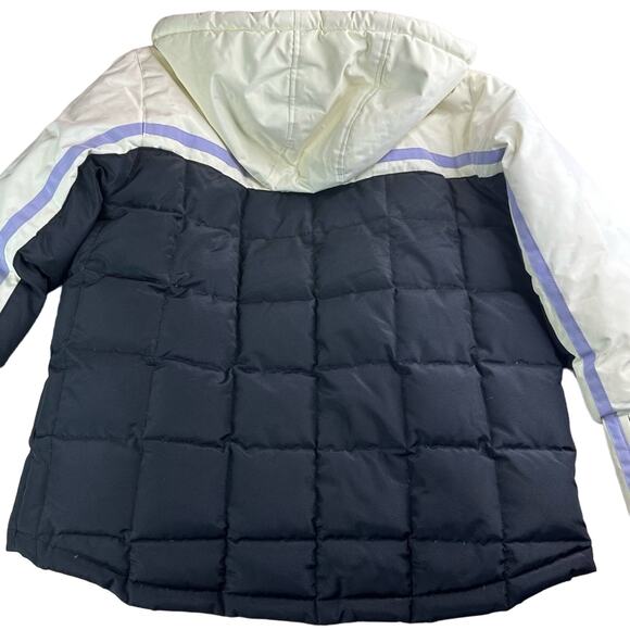 Vintage Down Filling Puffer Jacket Winter Fleece  - CREAM LAVENDER BLACK - Picture 10 of 10